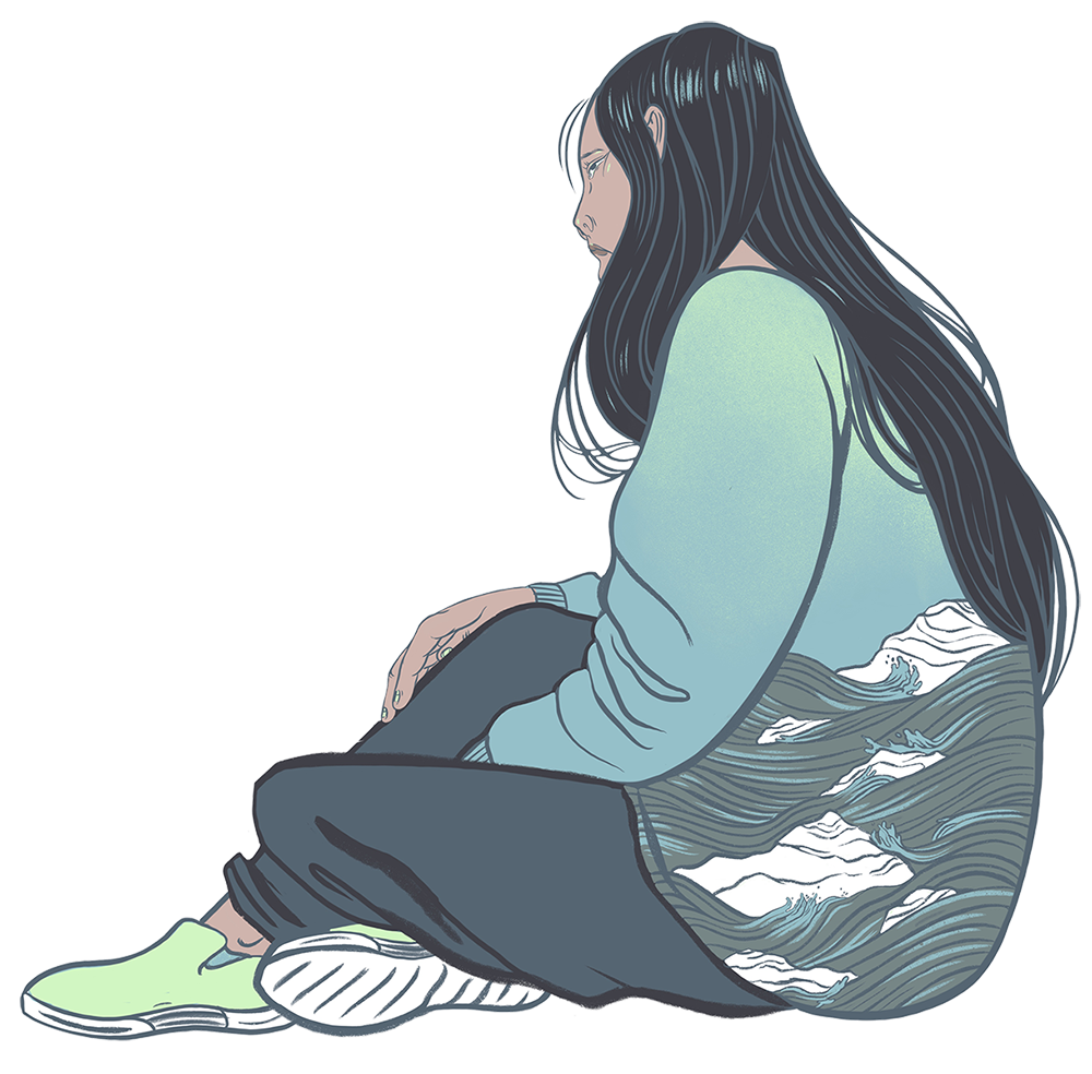 illustration of a depressed character