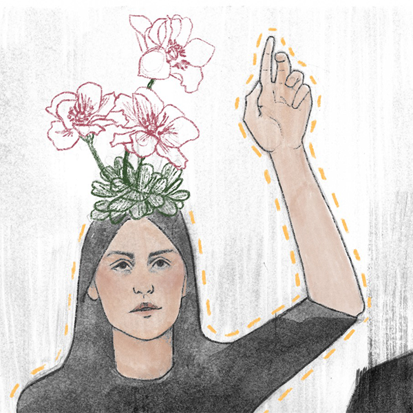 girl with flowers illustration