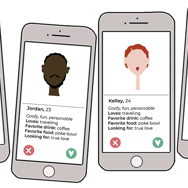 illustration of phones with dating profiles